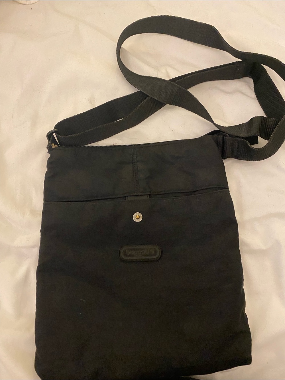 Baggillini brand black nylon crossbody purse. Adjustable strap